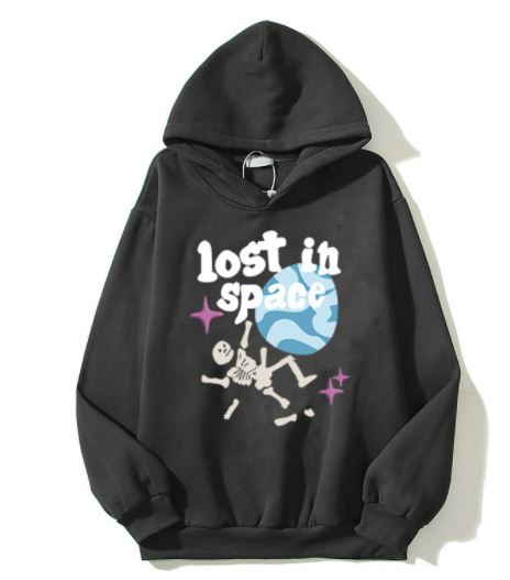 Retro High Street Hip Hop Cartoon Foam Print Hoodie
